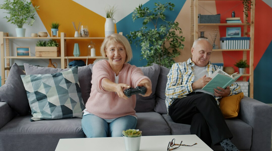 senior couple budgeting at home