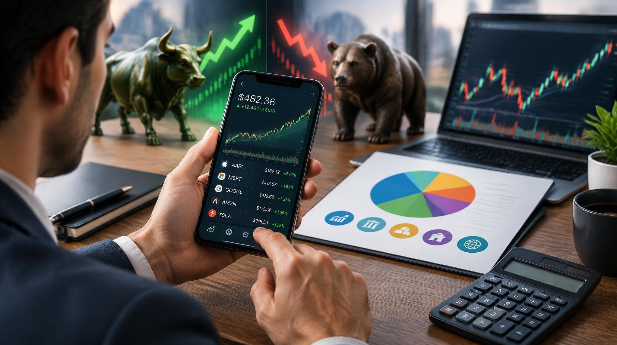 investor checking stock prices